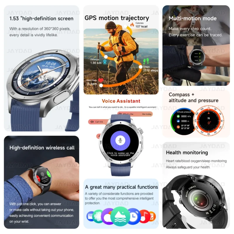 2025 New For OPPO Watch X2 Smart Watch GPS Sports Track Heart Rate Music Bluetooth Call IP68 Waterproof AMOLED Smart Watch - Image 2